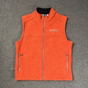 Ibex Mens Large Orange 100% Wool Full Zip Vest Octane Fitness Made in USA